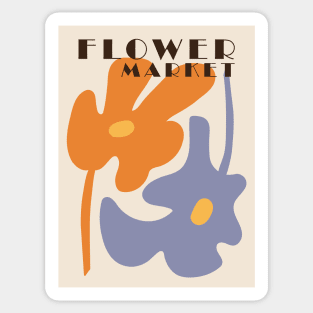 Flower market, Retro print, Indie decor, Cottagecore, Fun art, Posters aesthetic, Abstract flowers Sticker